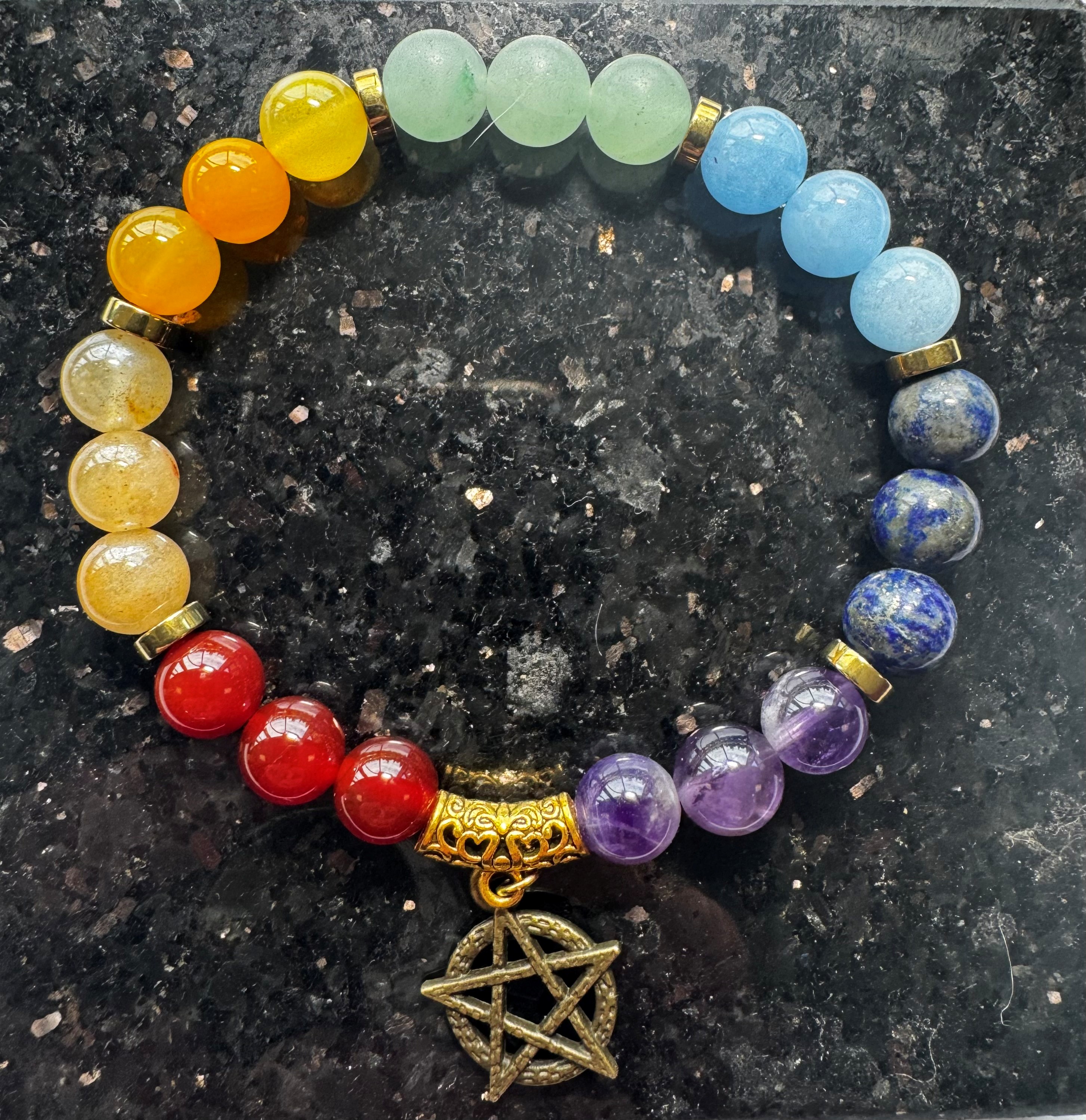 Chakra bracelet with pentagram charm