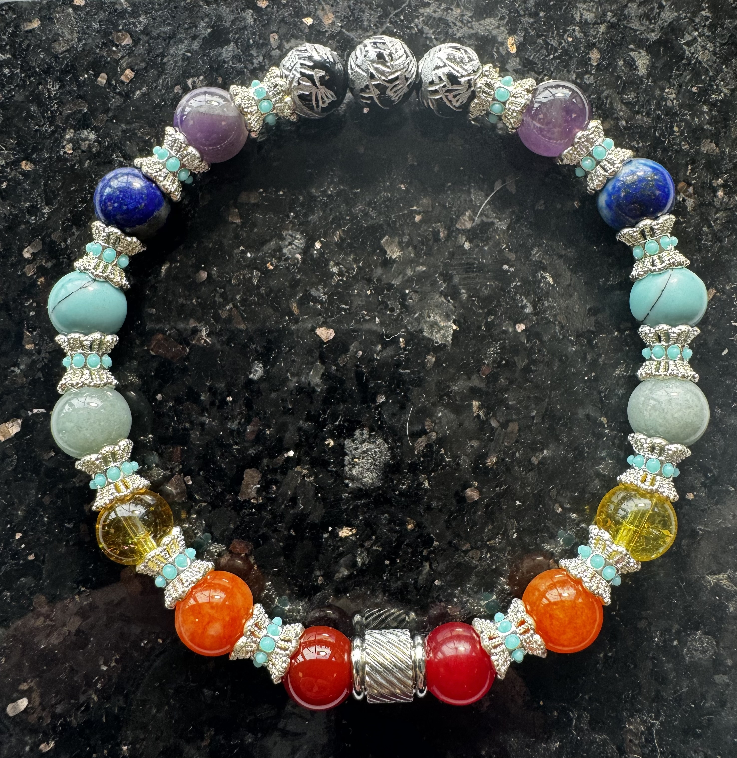 Chakra bracelet with silver accents