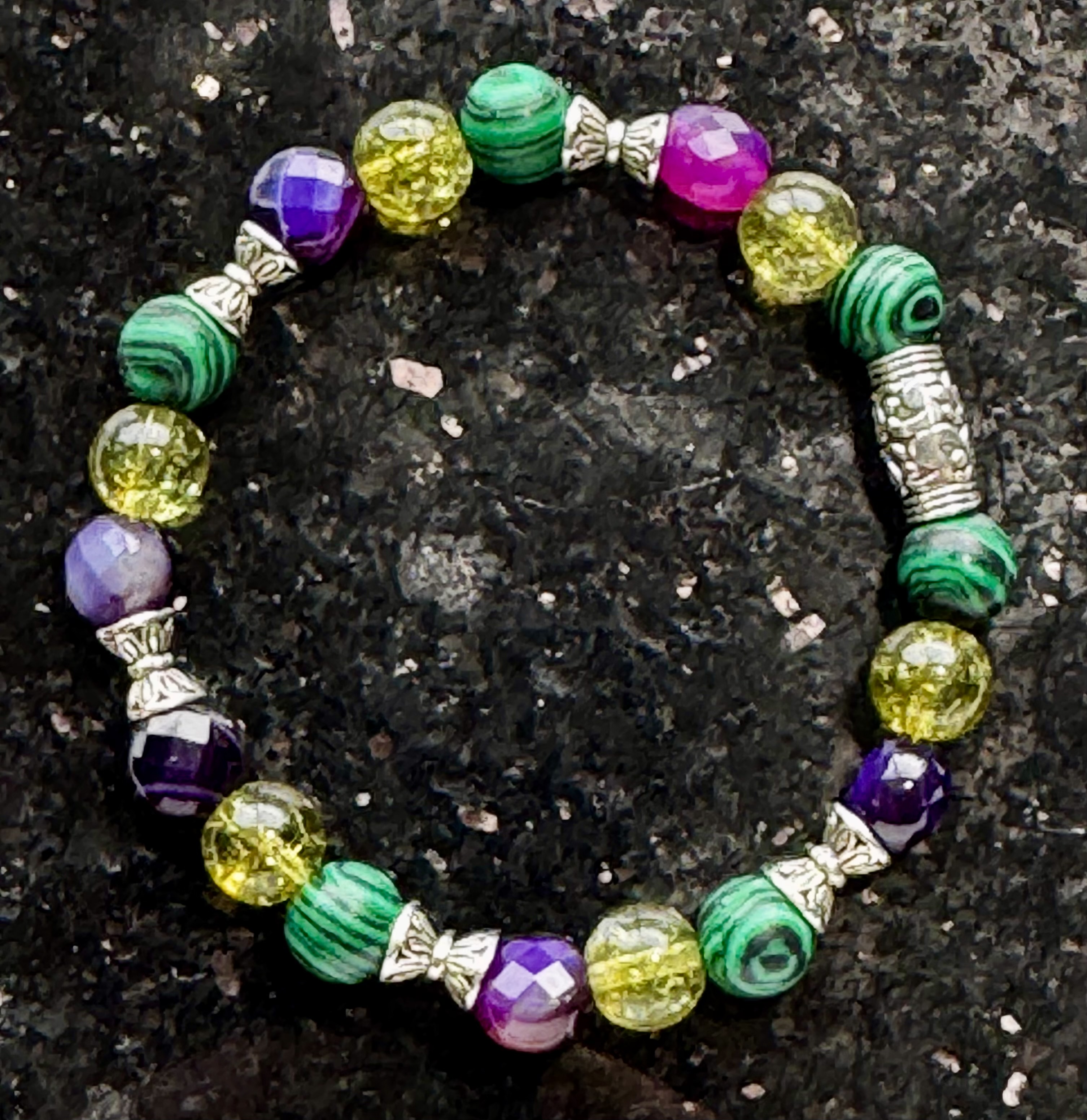 Purple green and yellow Mardi Gras bracelet