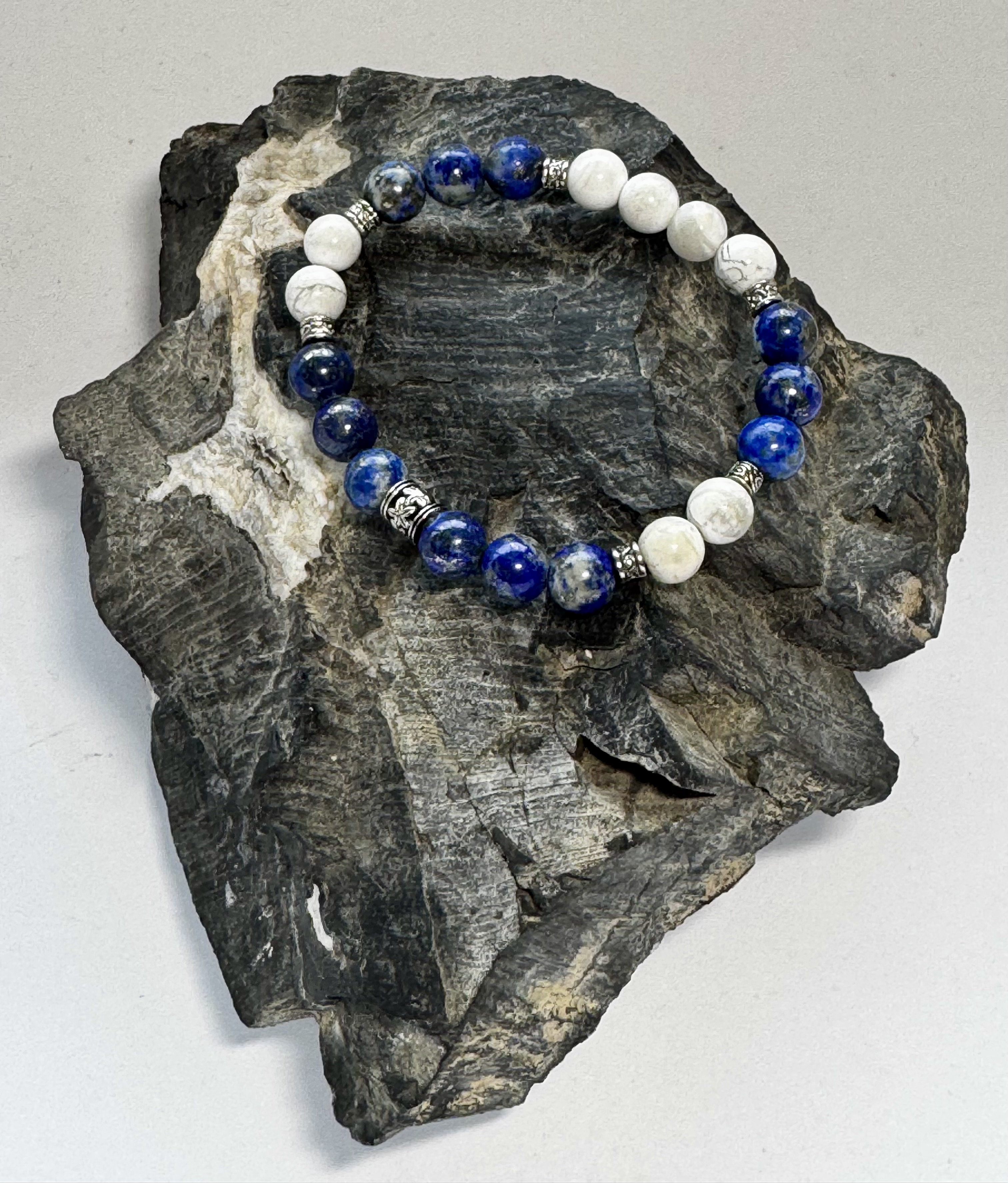 Lapis and white howlite bracelet