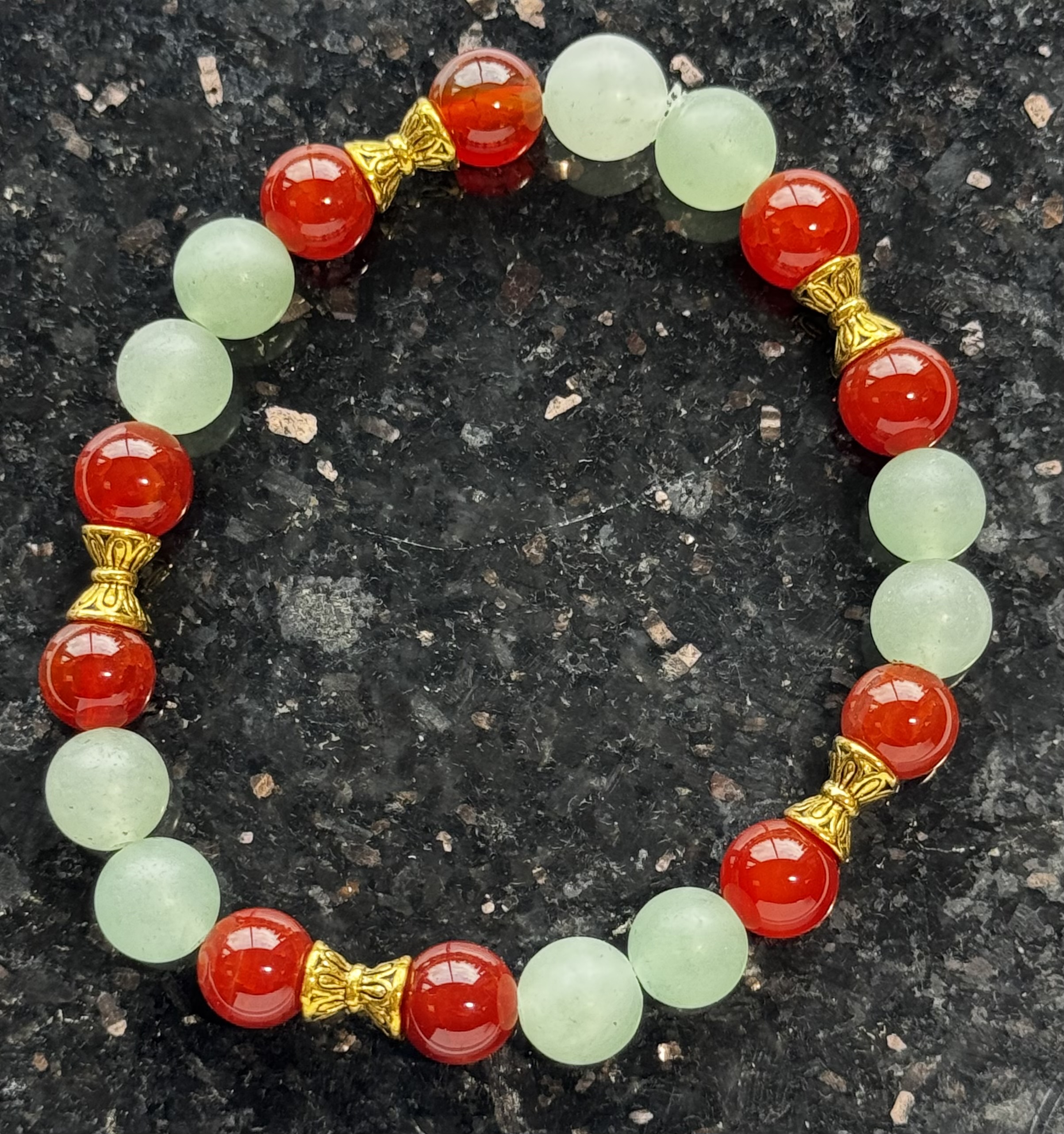 Blue and green crackle agate with dark blue glass