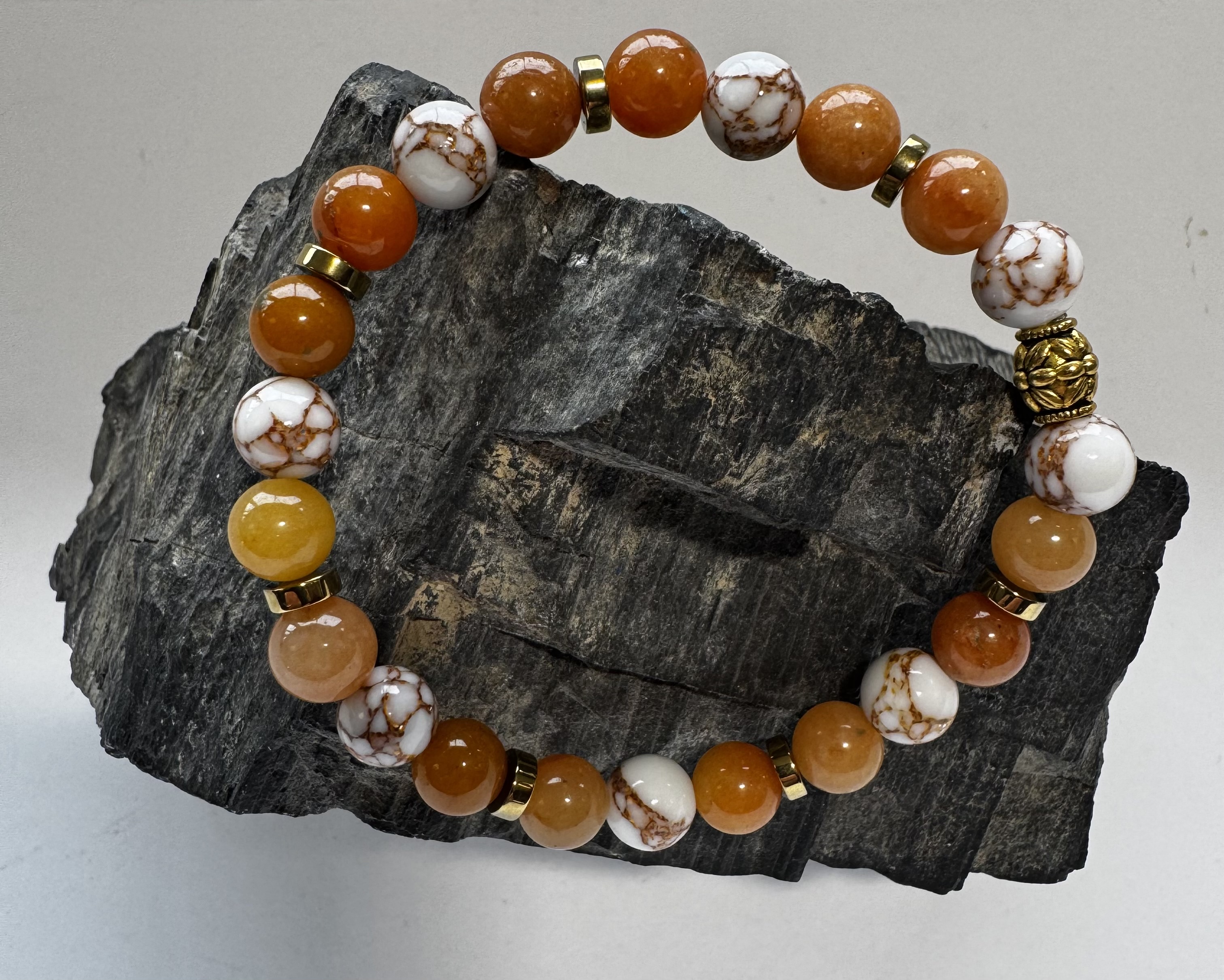Dalmatian jasper and hematite bracelet